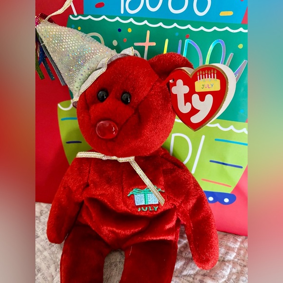 🎈 JULY BIRTHDAY RETIRED COLLECTIBLE TY BEANIE BABY “JULY” BEAR! MWMT! - Picture 2 of 7